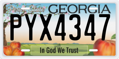 GA license plate PYX4347