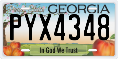 GA license plate PYX4348