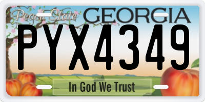 GA license plate PYX4349