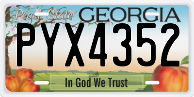 GA license plate PYX4352