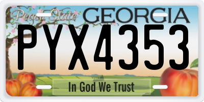 GA license plate PYX4353