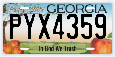 GA license plate PYX4359