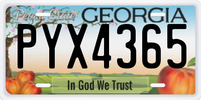 GA license plate PYX4365