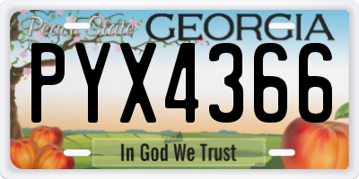 GA license plate PYX4366