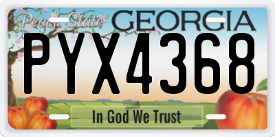 GA license plate PYX4368