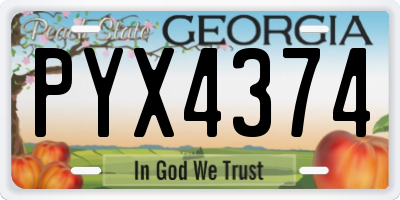 GA license plate PYX4374