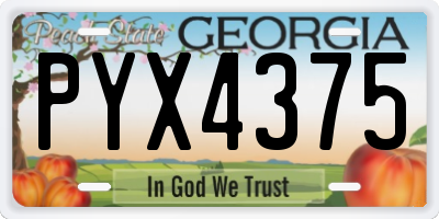 GA license plate PYX4375