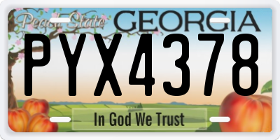 GA license plate PYX4378