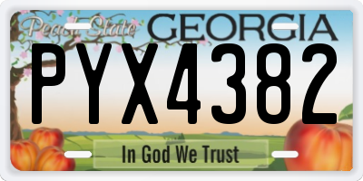 GA license plate PYX4382