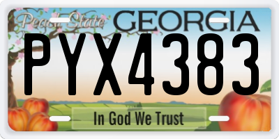GA license plate PYX4383