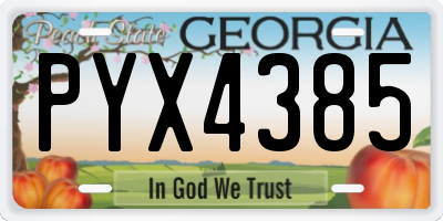 GA license plate PYX4385
