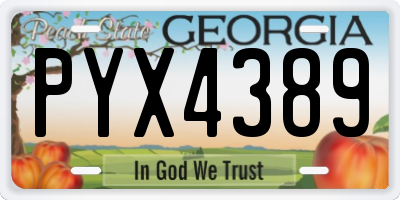 GA license plate PYX4389
