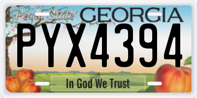 GA license plate PYX4394