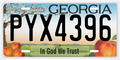 GA license plate PYX4396