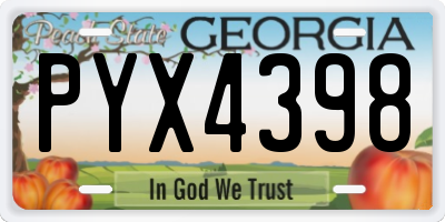 GA license plate PYX4398