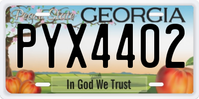 GA license plate PYX4402