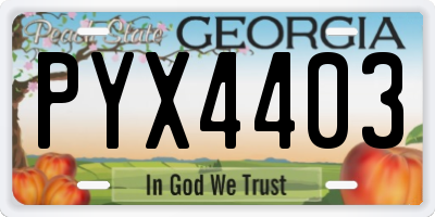 GA license plate PYX4403