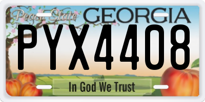 GA license plate PYX4408