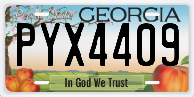 GA license plate PYX4409