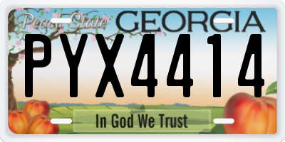 GA license plate PYX4414