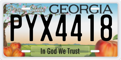 GA license plate PYX4418