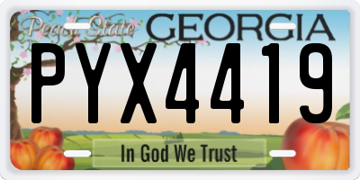 GA license plate PYX4419