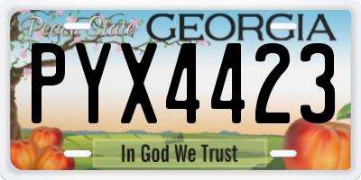 GA license plate PYX4423