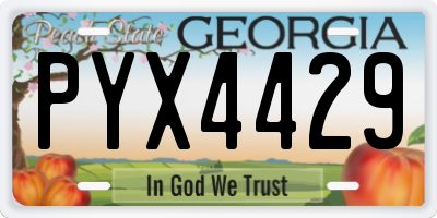 GA license plate PYX4429