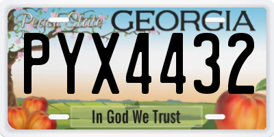 GA license plate PYX4432