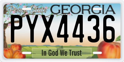 GA license plate PYX4436