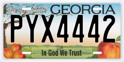 GA license plate PYX4442