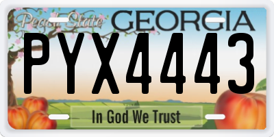 GA license plate PYX4443