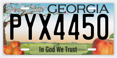 GA license plate PYX4450
