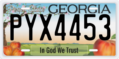 GA license plate PYX4453