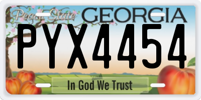 GA license plate PYX4454