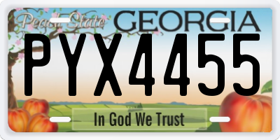 GA license plate PYX4455