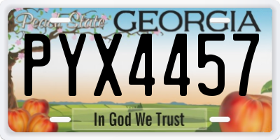 GA license plate PYX4457