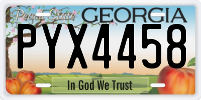 GA license plate PYX4458