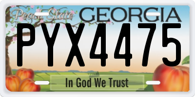 GA license plate PYX4475
