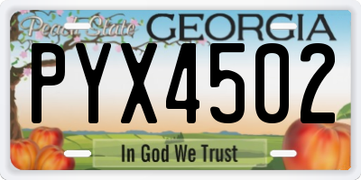 GA license plate PYX4502