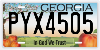 GA license plate PYX4505