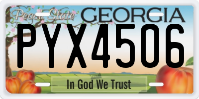 GA license plate PYX4506