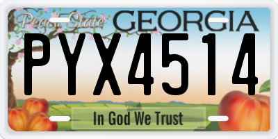 GA license plate PYX4514