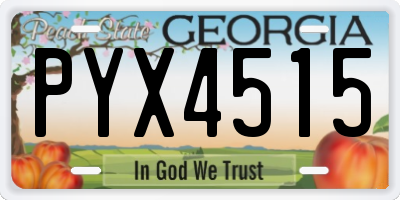 GA license plate PYX4515