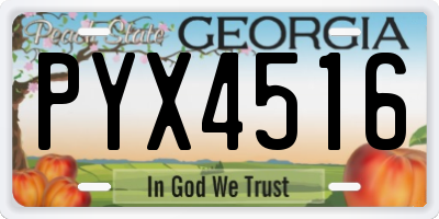 GA license plate PYX4516
