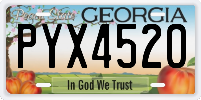 GA license plate PYX4520
