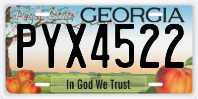 GA license plate PYX4522