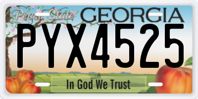 GA license plate PYX4525