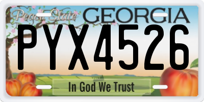 GA license plate PYX4526