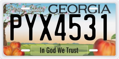 GA license plate PYX4531